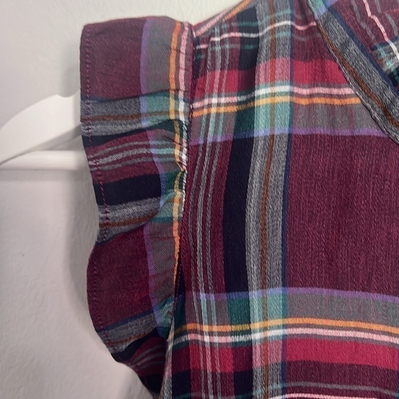 LOFT - Sleeveless Plaid Ruffle Top – XSmall - Picture 6 of 8